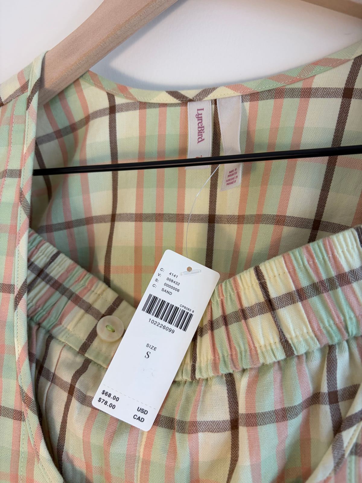 Anthropologie/LyreBird Plaid PJ’s NWT