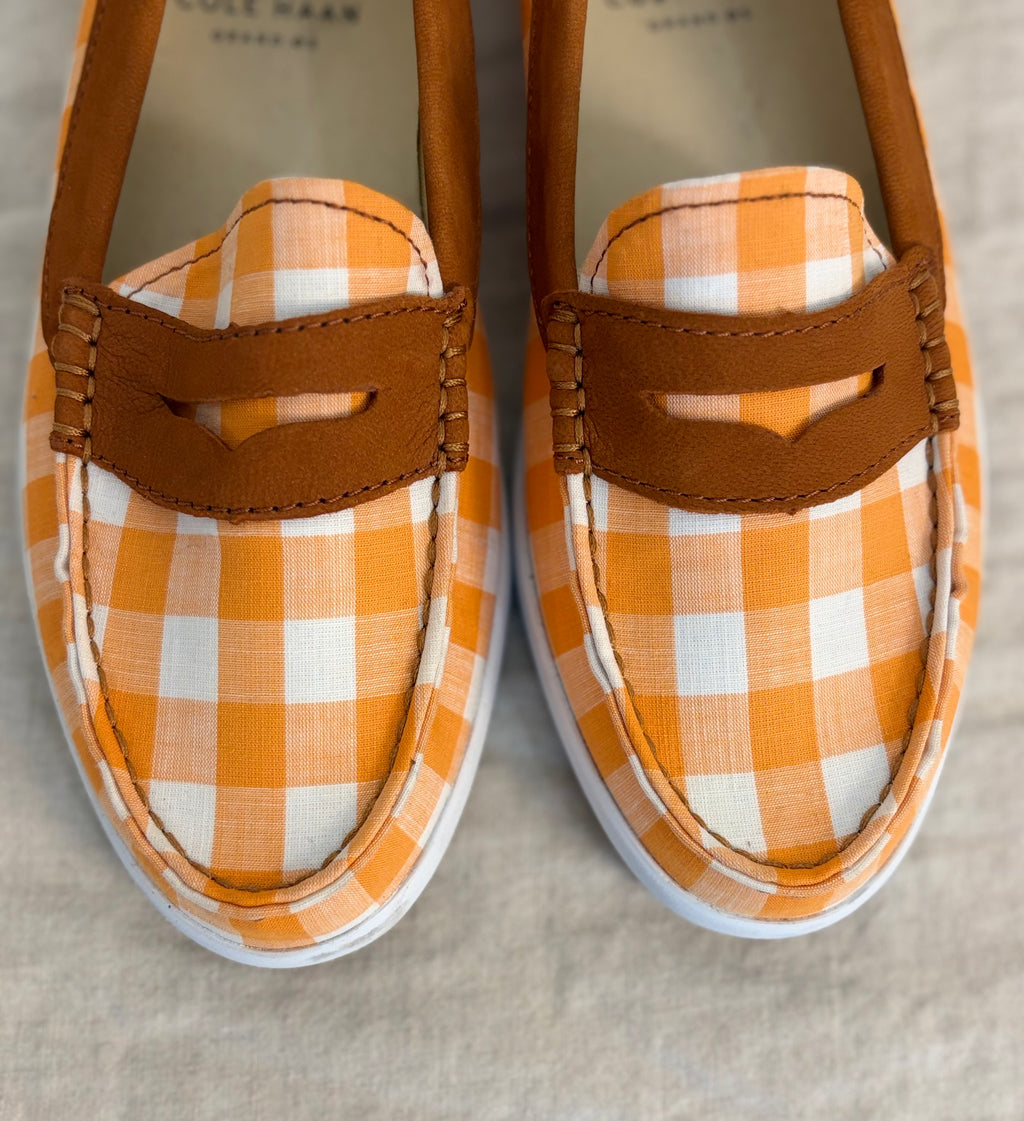 Cole Haan Orange Gingham Loafers