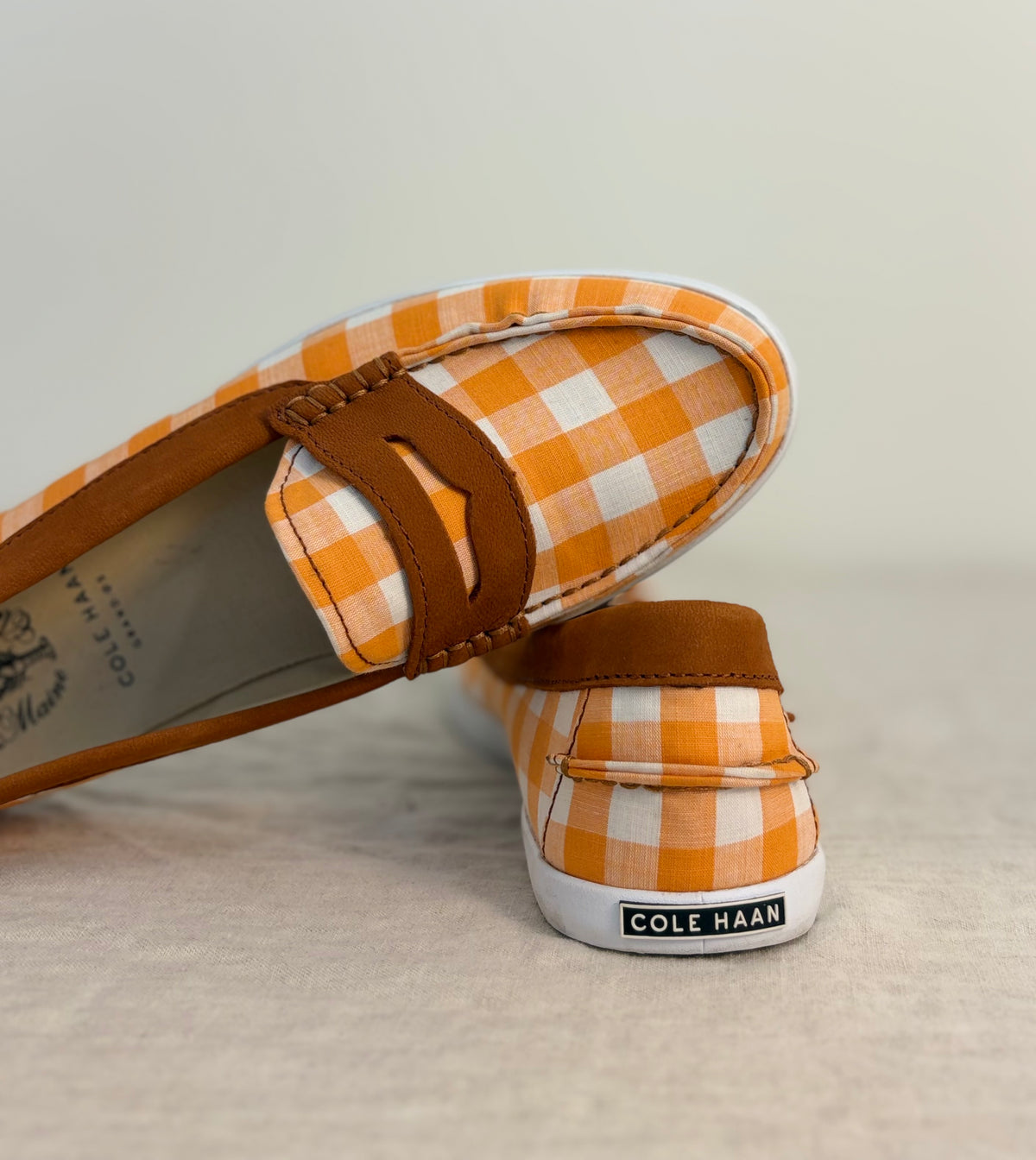 Cole Haan Orange Gingham Loafers