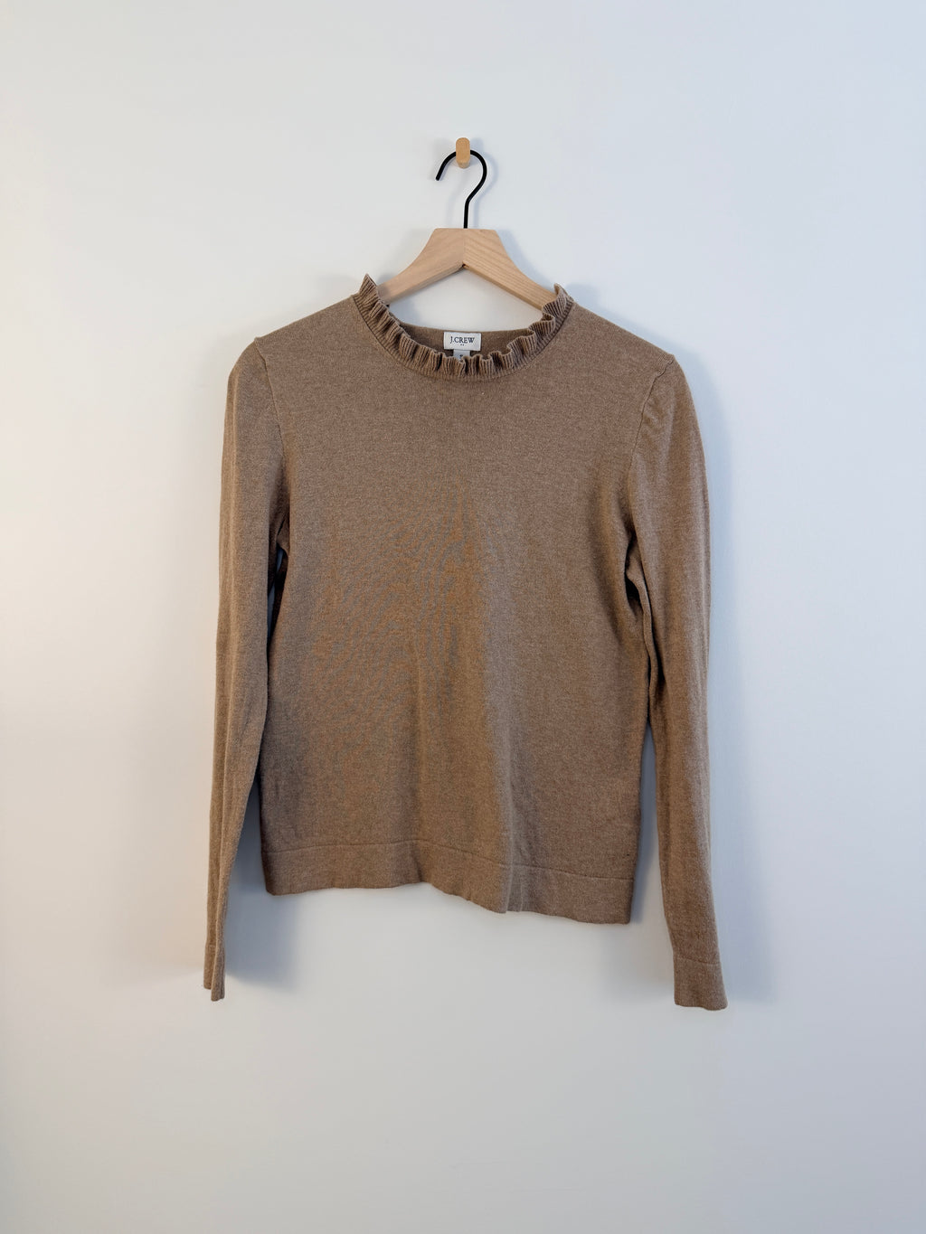 J.Crew Light Brown Ruffled Sweater