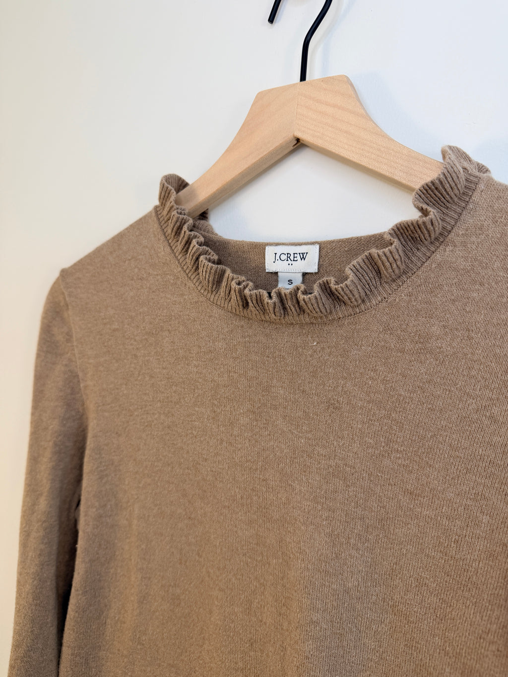 J.Crew Light Brown Ruffled Sweater