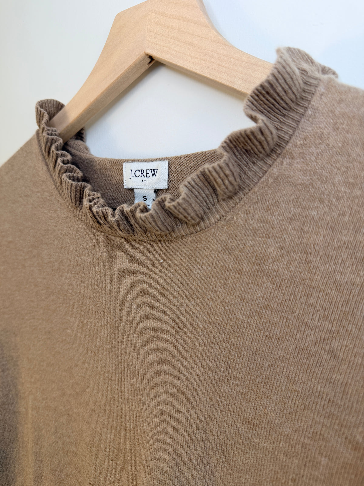 J.Crew Light Brown Ruffled Sweater