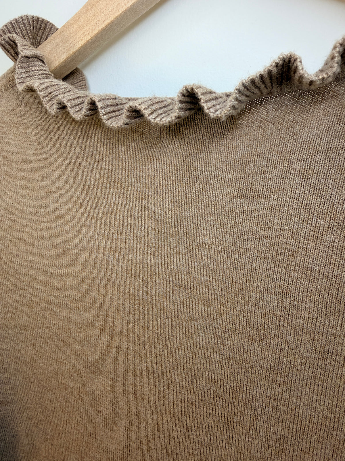 J.Crew Light Brown Ruffled Sweater