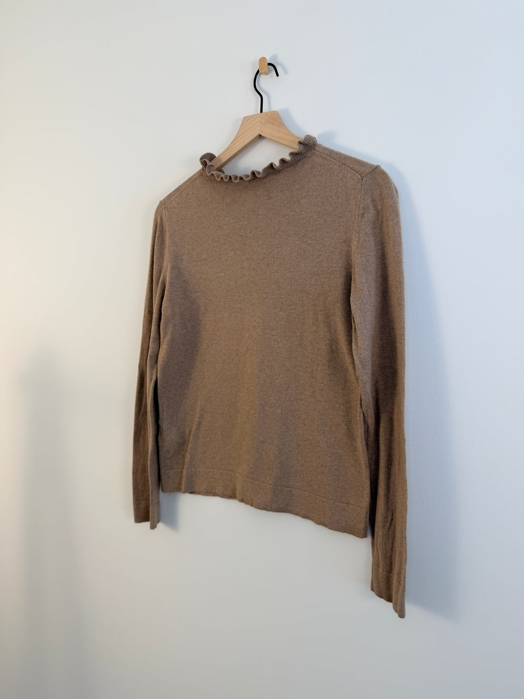 J.Crew Light Brown Ruffled Sweater