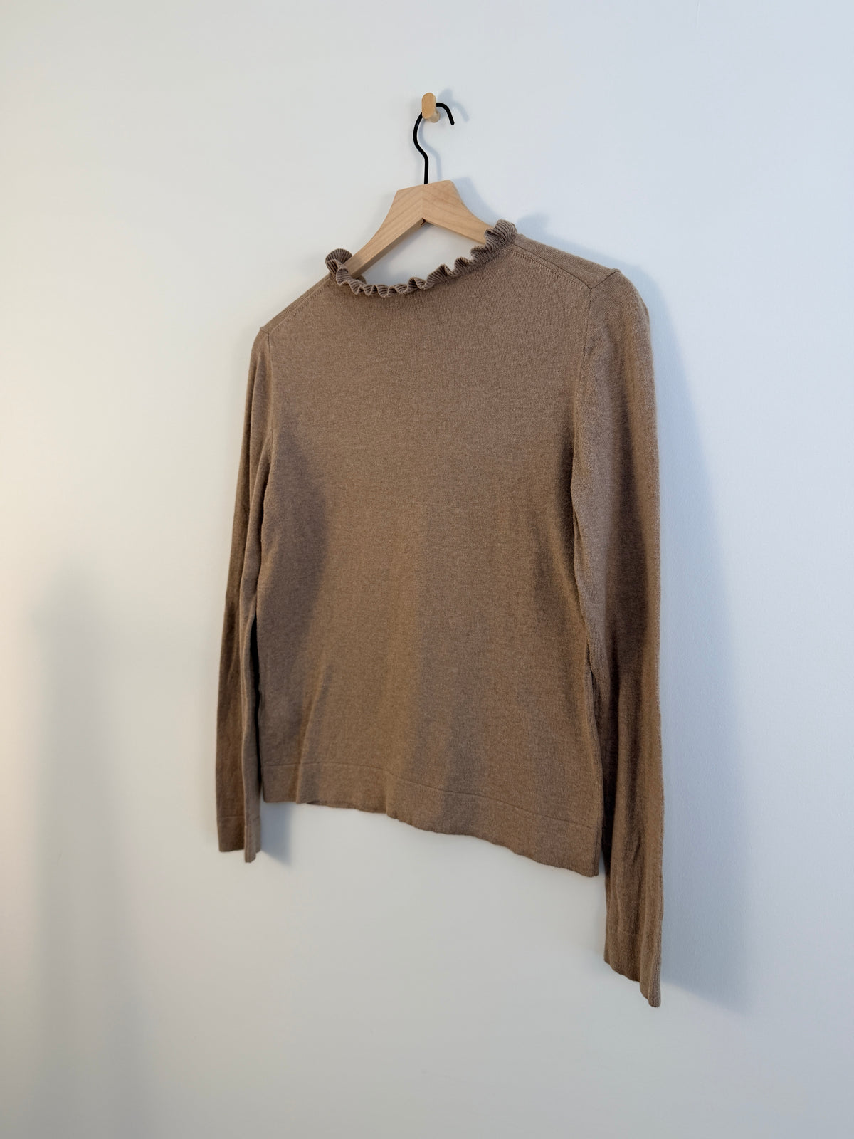 J.Crew Light Brown Ruffled Sweater