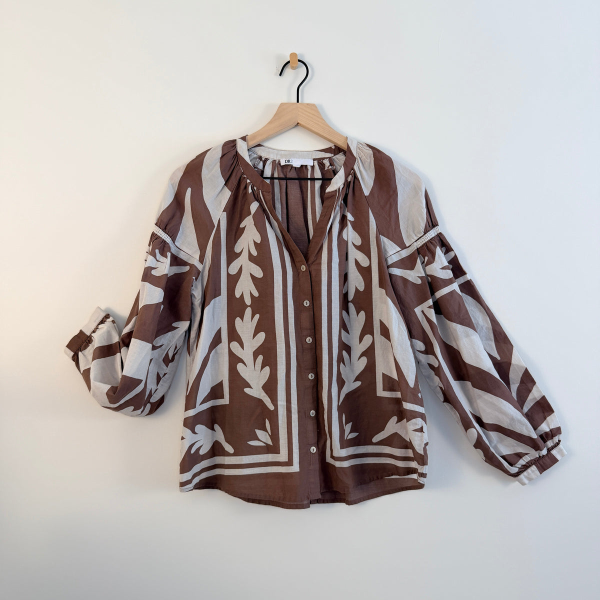 DR2 Brown Patterned Blouse
