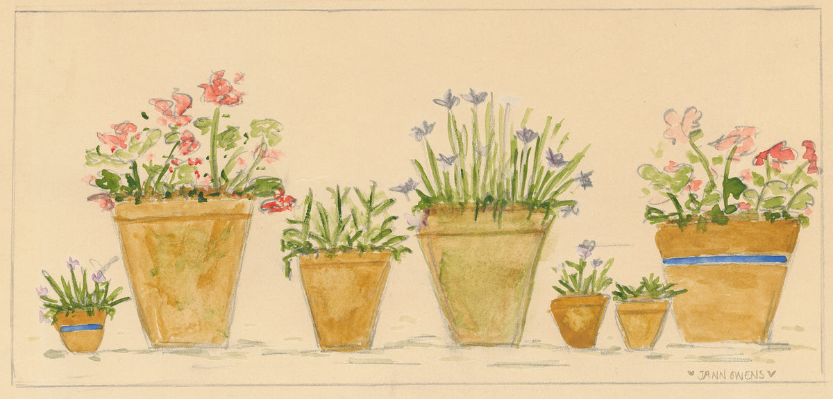 Flower Pots Watercolor Print - Digital Download